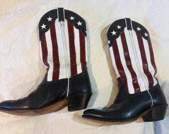 Cowboy boots American flag design vintage size 8.5