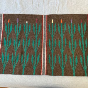 Zapotec vintage rug with plant design