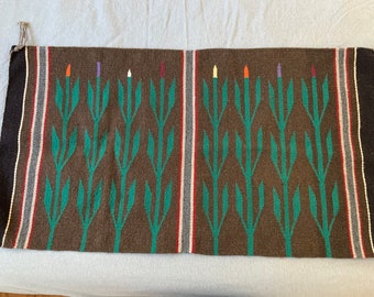 Zapotec vintage rug with plant design