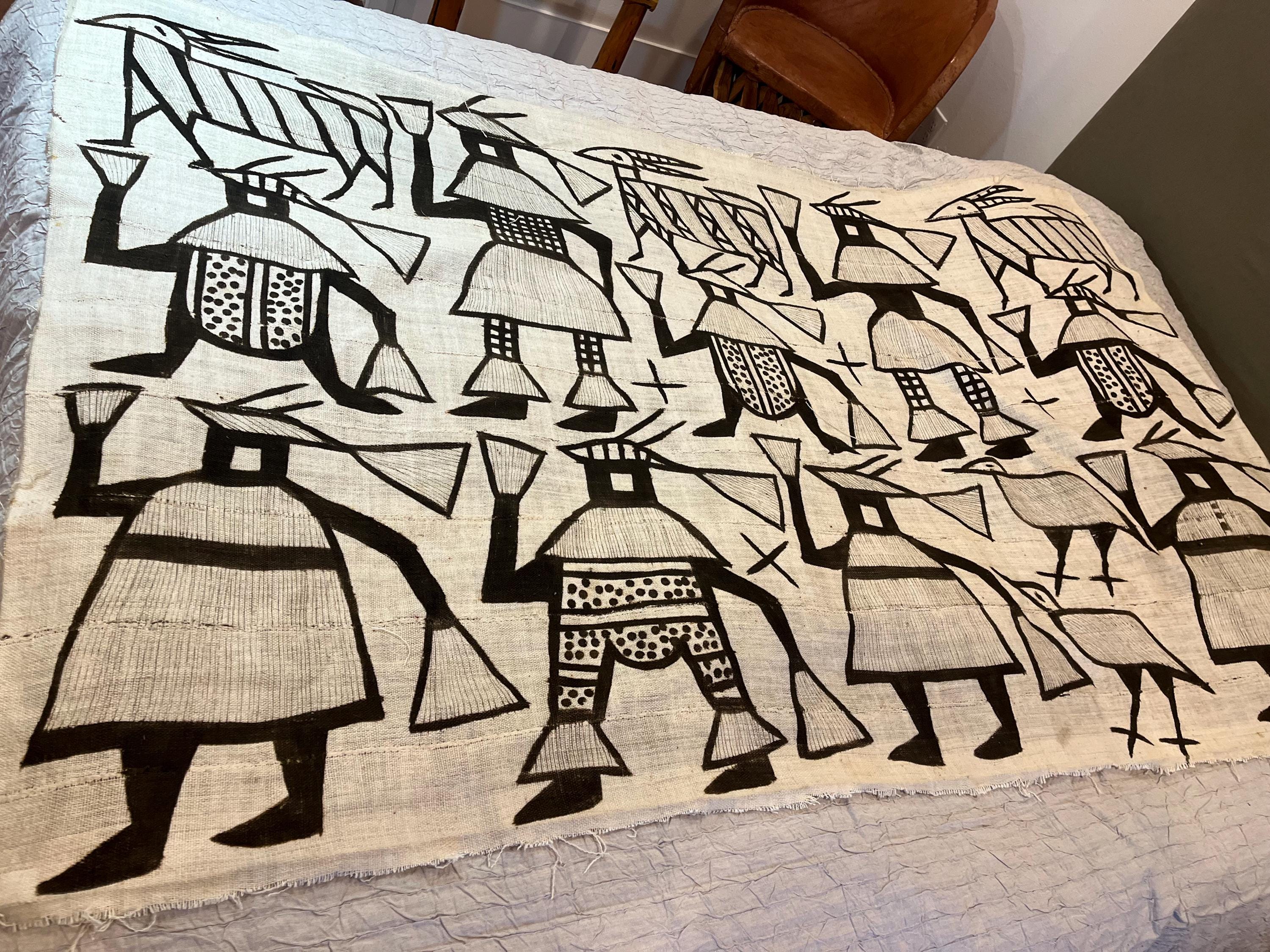 Mud cloth Africa vintage folk art large 4' x 6'