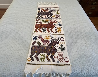 Guatemala hand woven and embroidered runner or wall hanging