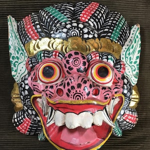 Bali mask wood carved vintage scary character