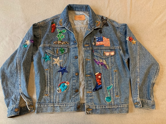 Levi Strauss L Jacket  vintage with sequin decora… - image 1