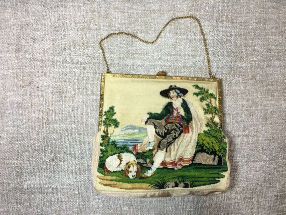 Antique French Needlepoint, Petit Point, Micro Point TAPESTRY, European  Beauty