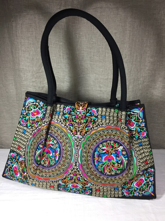 Embroidered Hmong ethnic folk art tote bag - image 3