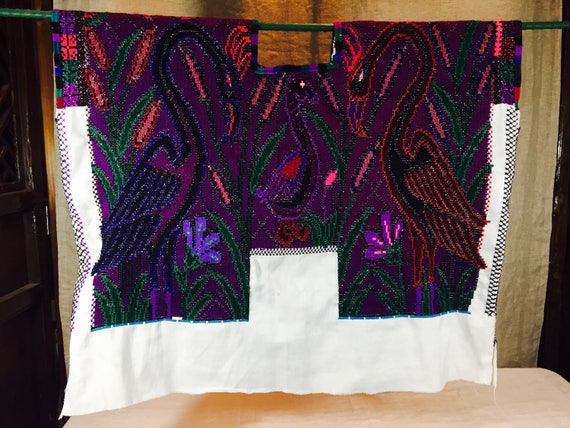 Mexican purple huipil with birds