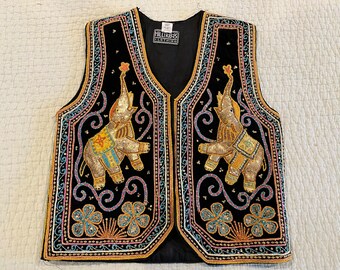 Vest from Thailand/Myanmar of sequined elephants