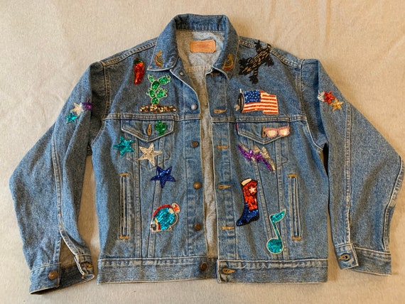 Levi Strauss L Jacket  vintage with sequin decora… - image 7