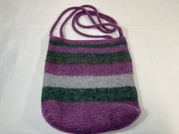 Felted purse vintage hand made cross body