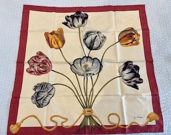 Silk scarf Jim Thompson tulips vintage