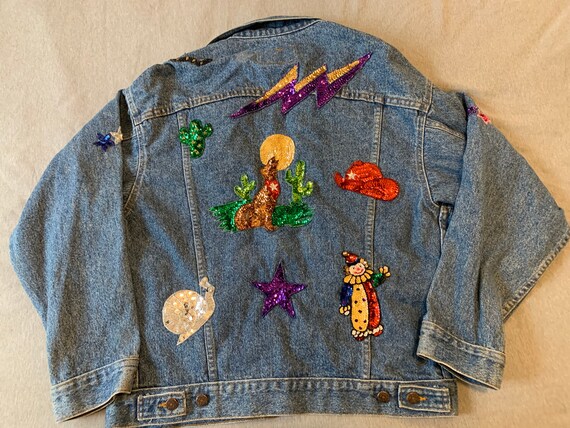 Levi Strauss L Jacket  vintage with sequin decora… - image 8