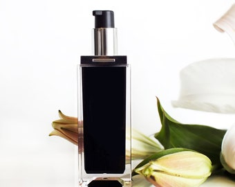 Botellas cosméticas sin aire al por mayor, 30 ml, negras, para loción, suero, gotero, botella única negra.