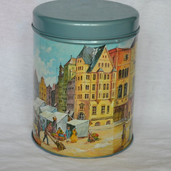 Cookie Jar, Coffee Tin, Tin Box, German Market Motive