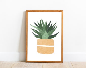Arte de pared Deworthia, impresión suculenta, impresión botánica, decoración de pared suculenta, arte de pared botánico, decoración de apartamento, arte vegetal, arte minimalista
