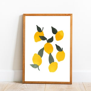Lemon Wall Art, Kitchen Wall Art, Boho Wall Art, Modern Wall Decor, Citrus Art Print, Fruit Print, Apartment Decor, Downloadable Art