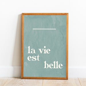La vie est belle quote print, Life is beautiful french quote, Bohemian beauty wall decor, boho art print, downloadable printable art