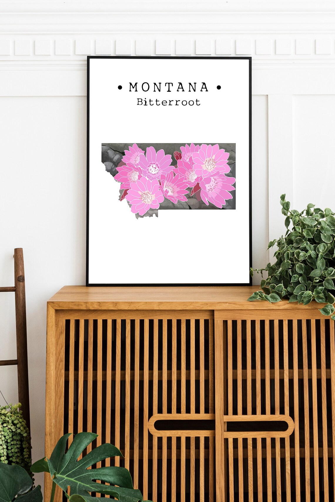 Montana State Flower Wall Art Montana Bitterroot Wall Decor Etsy