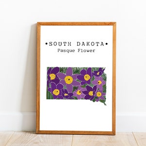 South Dakota State Flower Wall Art, South Dakota Pasque Blume, South Dakota Karte Kunst, South Dakota Home Decor, State Flower Art, Download