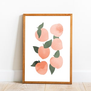 Peach Wall Art, Peaches Print, Peach Home Decor, Kitchen Wall Art, Boho Wall Art, Fruit Wall Art, Food Art Print, Downloadable Art Poster