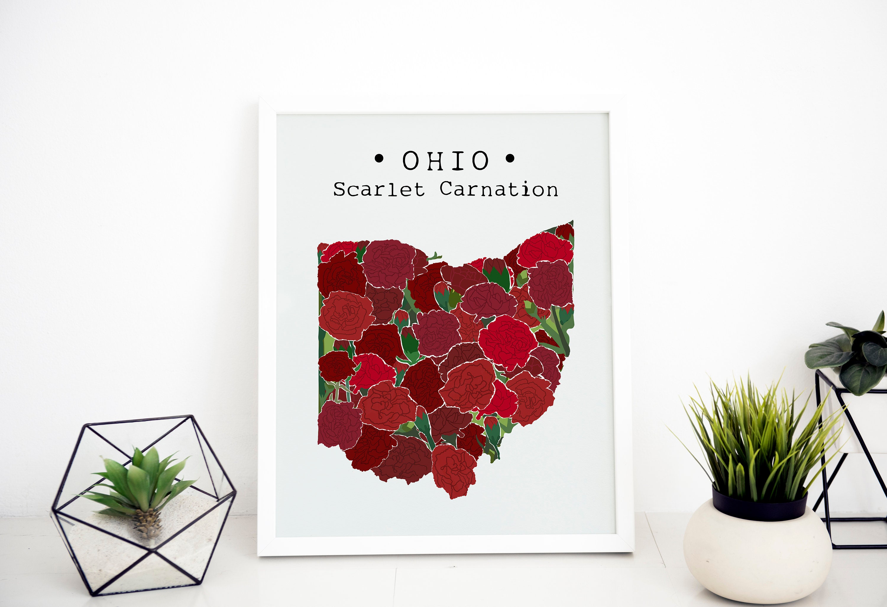 Ohio State Flower Print State Flower Wall Art Scarlet | Etsy