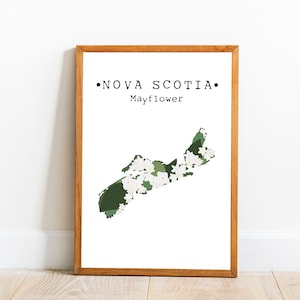 Provincie Nova Scotia Flower Art, Nova Scotia Wall Art, Canada Home Decor, Nova Scotia Map Print, Canada Map Wall Decor, Downloadbare Kunst