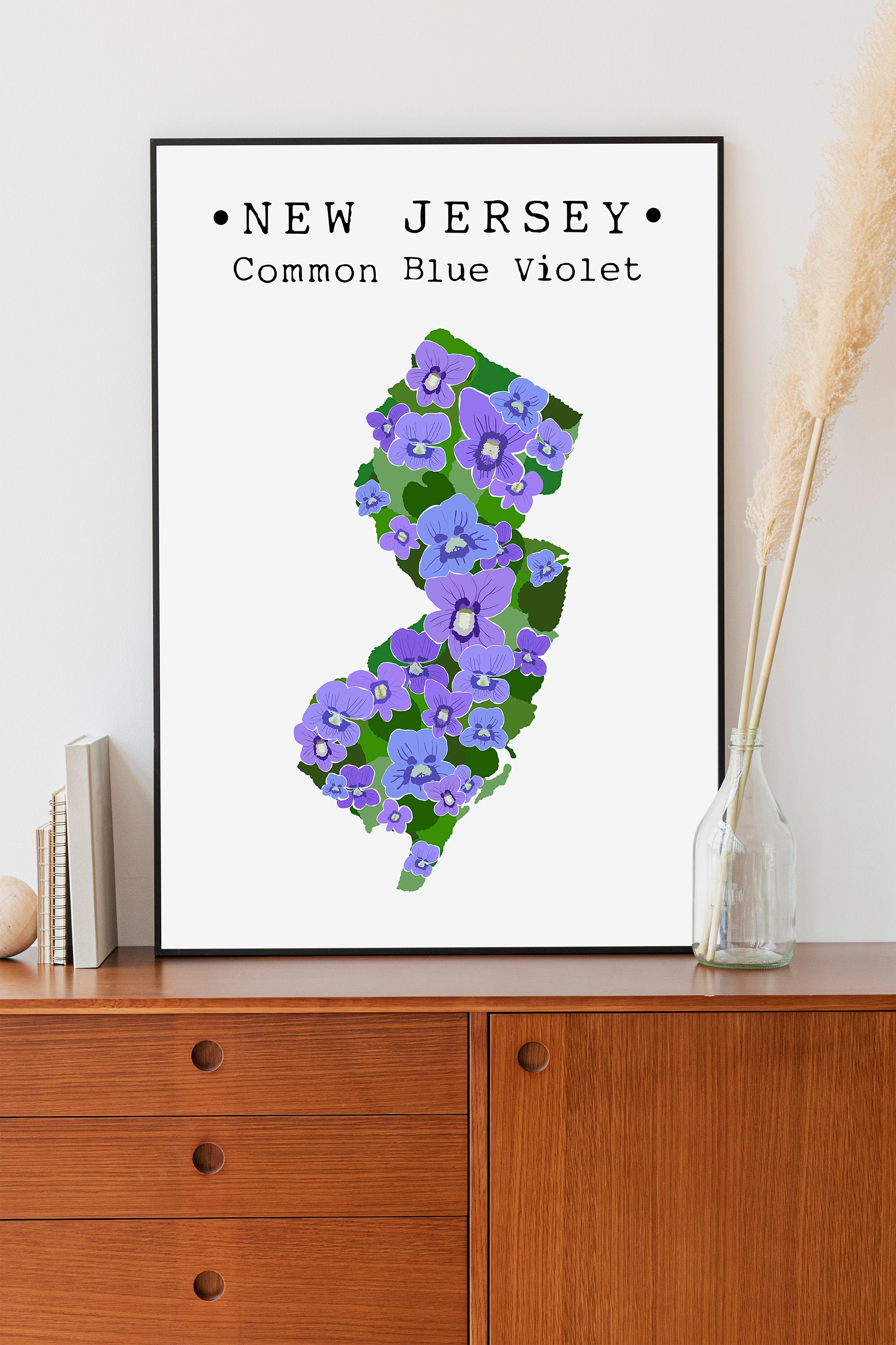 New Jersey State Flower Wall Art Common Blue Violet Art Etsy