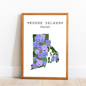 Rhode Island State Flower Wall Art, Rhode Island Karte Kunst, Rhode Island violett Poster, State Flower Art, Rhode Island Home Decor, Download