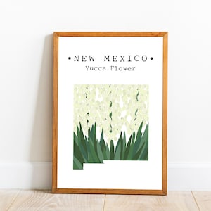 New Mexico State Flower Wandkunst, New Mexico Yucca Blumendruck, US State Flower Art, New Mexico Karte Poster, State Decor, herunterladbare Kunst