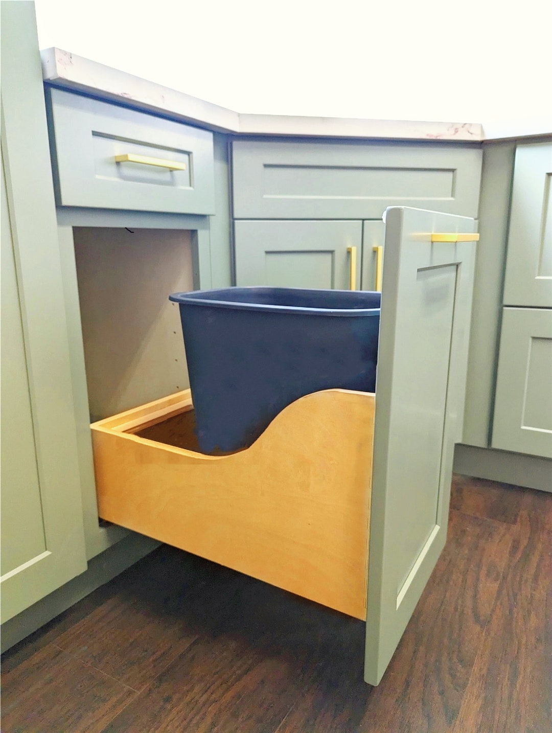 D.I.Y Kitchen Pullout Trash Drawer Pull Out Trash Can System Wooden