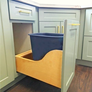 D.I.Y Kitchen Pull-out Trash Drawer Pull Out Trash Can System Wooden Frame Rollout Cabinet Organizer 11''W or 14''W (Trash Can Not Included)