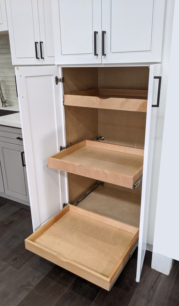 DIY Wood Pull Out Tray Drawer Box Kitchen Cabinet Organizer 