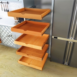 Pull Out Cabinet Organizer Drawer with dovetail joints roll out shelves tray Pull-Out Shelf, Pantry Organization & Storage w/ Sliders-- DIY