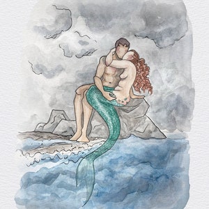The Little Mermaid, &quot;Shelter&quot; - MerMay Watercolor Illustration