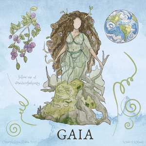 Gaia Icon - Goddess & Deity Watercolor Illustration