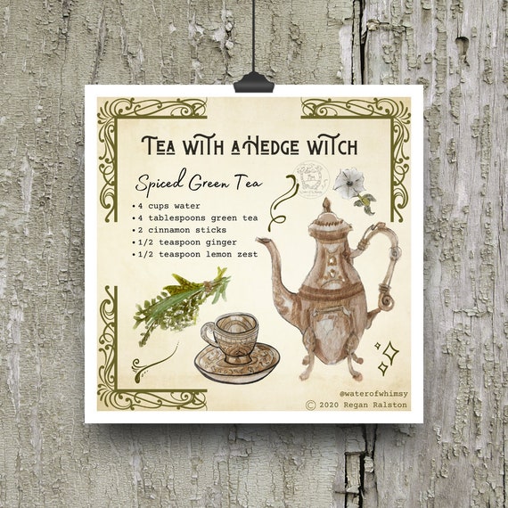 Tea with a Hedge Witch Witchy Wall Art | Etsy