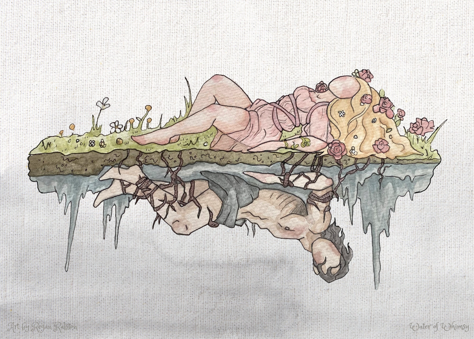 Handfasting - Hades and Persephone Watercolor Illustration