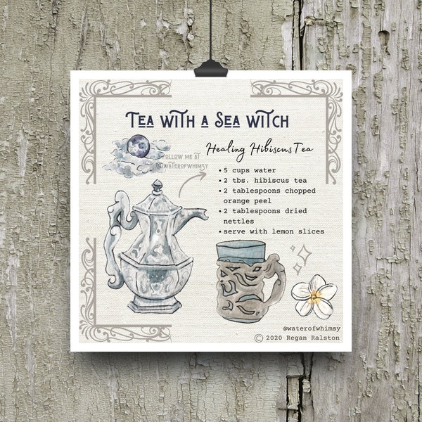 Tea with a Sea Witch 5" x 5" Print - Wall Art