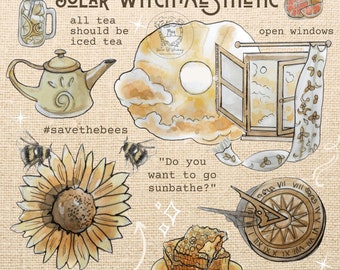 Solar Witch Print – Watercolor & Digital Art