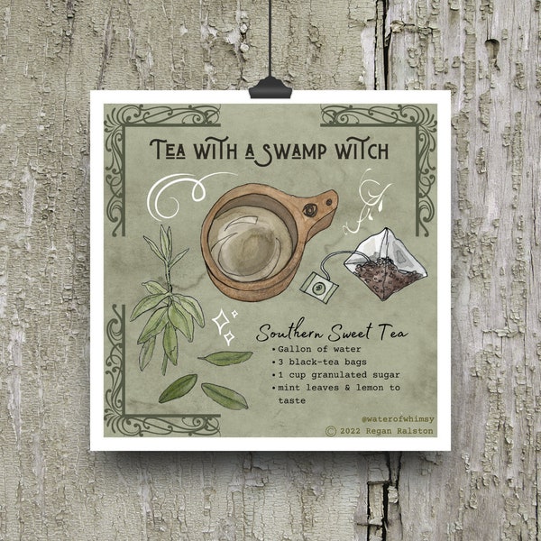 Tea with a Swamp Witch - Witchy Wall Art