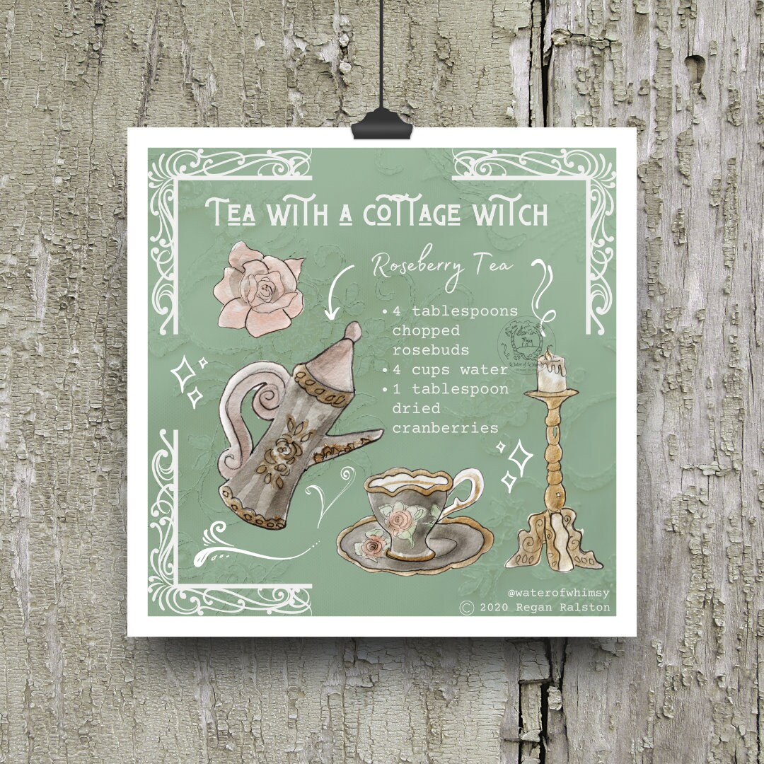 Tea With a Cottage Witch - Witchy Wall Art - Etsy