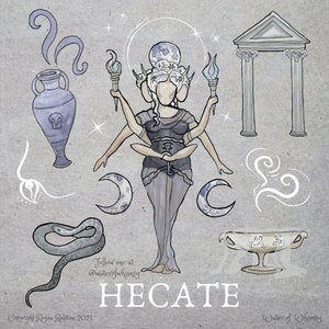 Hecate Icon - Goddess & Deity Watercolor Illustration