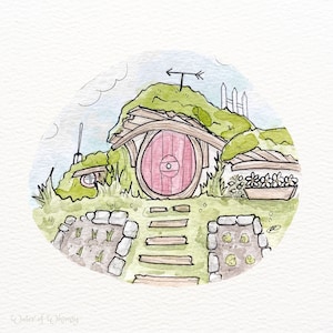 The Gardener from &quot;Springtime in the Shire&quot; - Watercolor Tolkien Art