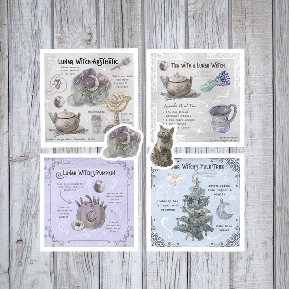 Lunar Witch Pack Witchy Watercolor Art Prints and Stickers - Etsy