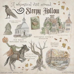 Whimsical Visit to Sleepy Hollow 5&quot; x 5&quot; Print - Wall Art