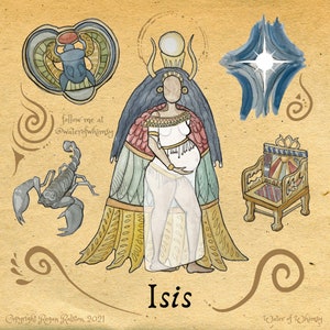 Egyptian Goddess Icon - Goddess & Deity Watercolor Illustration