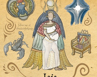 Egyptian Goddess Icon - Goddess & Deity Watercolor Illustration
