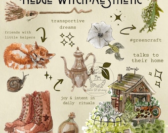 Hedge Witch Art Print, Watercolor Artwork