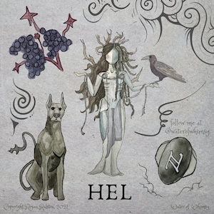 Hel Icon - Goddess & Deity Watercolor Illustration