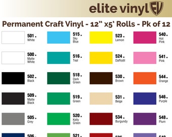 12 Rolls - 12"x5' Permanent Adhesive Vinyl for crafts, scrapbooking, decals, lettering, etc. - FAST SHIP!