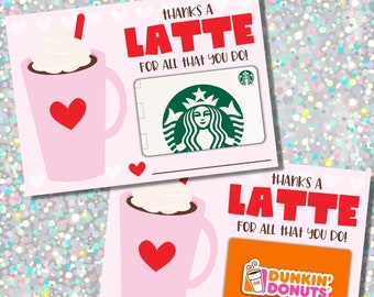 Thanks A Latte Gift Card Tag